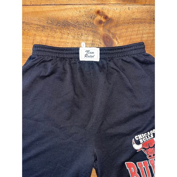 Team Rated Chicago Bulls 1992 Black Vintage Cotton Shorts Logo Elastic Waist - Picture 4 of 7